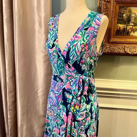 EUC Lilly Pulitzer Delfina Sleeveless Jersey Maxi Dress Exotic Escapade Sz SMALL - Picture 5 of 5